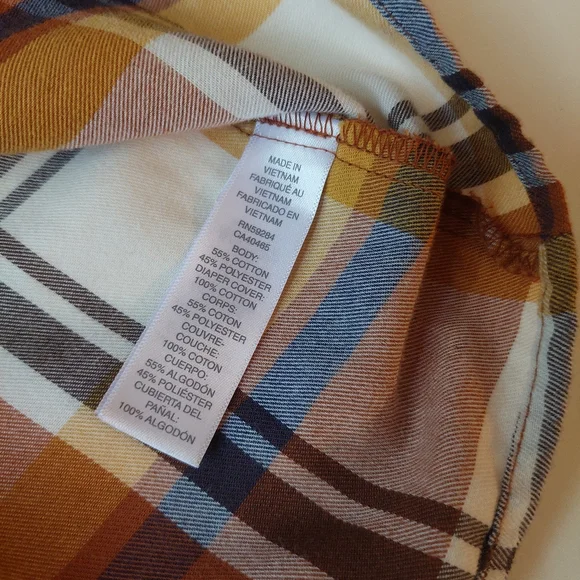 🛍 The Children's Place Baby Girl Plaid Dress 12-18 M Fall Yellow Brown White - Picture 4 of 7